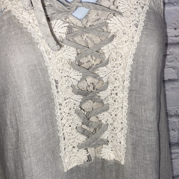 A'Reve Gray and Off White Lace Sleeveless Cottagecore Dress size Small - Picture 6 of 17